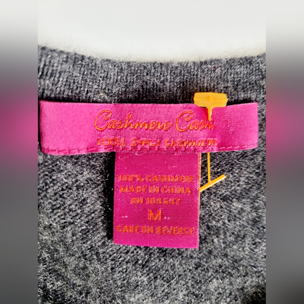 Cashmere Cache 100% 2-ply Cashmere Cardigan Gray Small/Medium - Picture 15 of 16